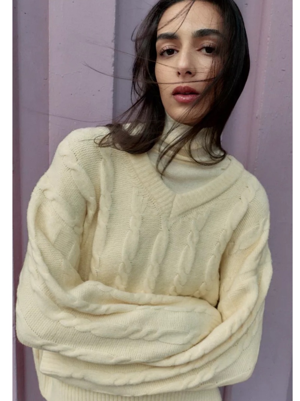 Zara Soft yellow cable Knit Sweater - Picture 3 of 6